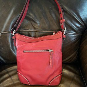 Vintage Red Coach hobo bucket bag purse # F12320